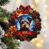 Border Terrier Christmas Wreath Suncatcher